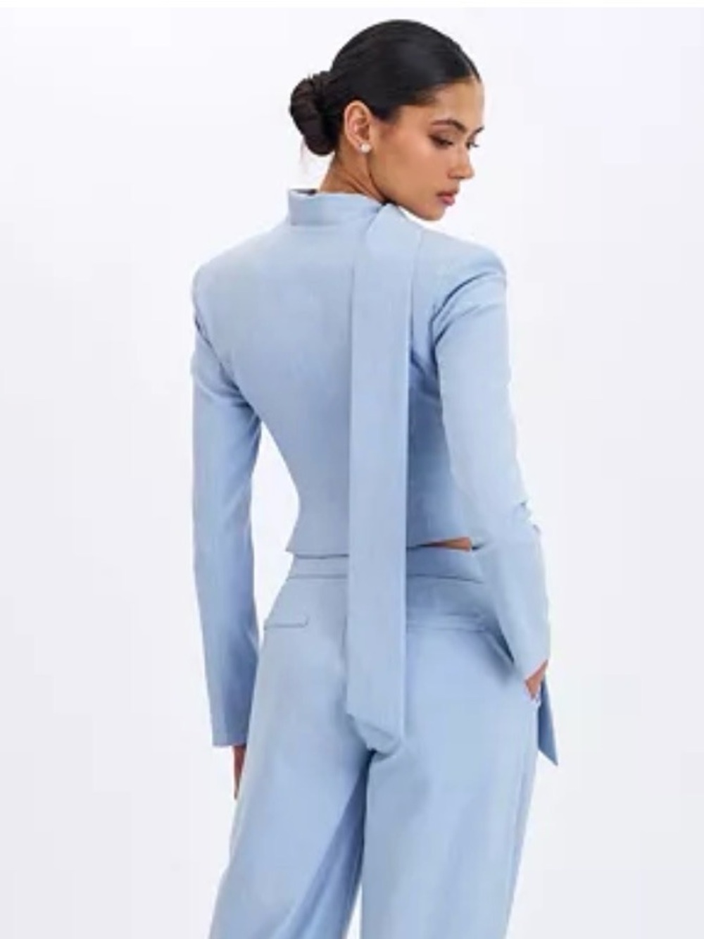 Miss Circle Renley Sky Blue Pinstripe Peplum Top and Reva Pants Small - Picture 5 of 6